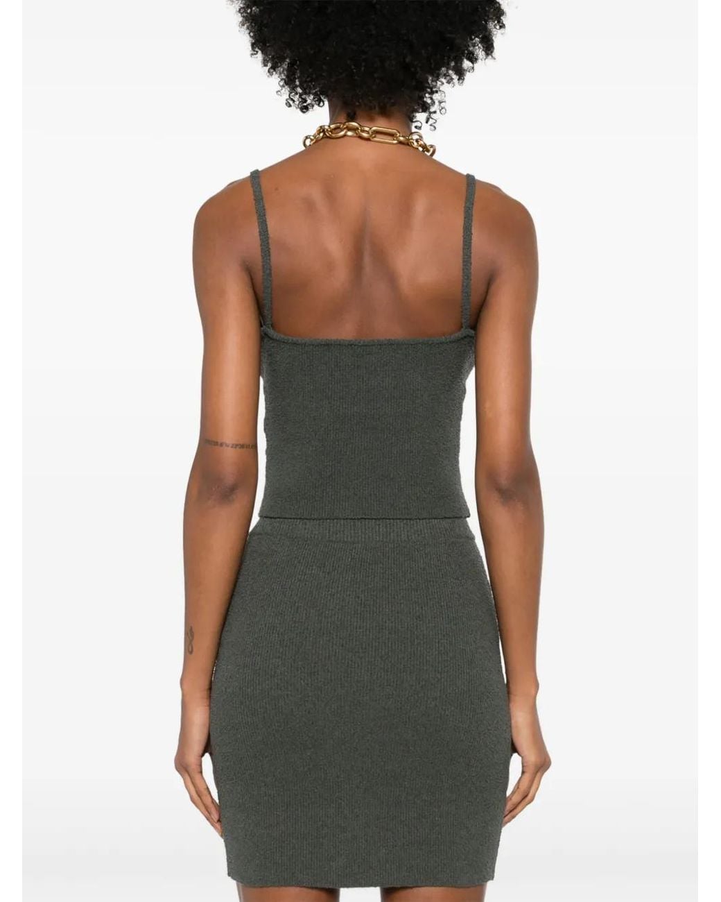 Nanushka Gray Bouclé Cropped Tank Top