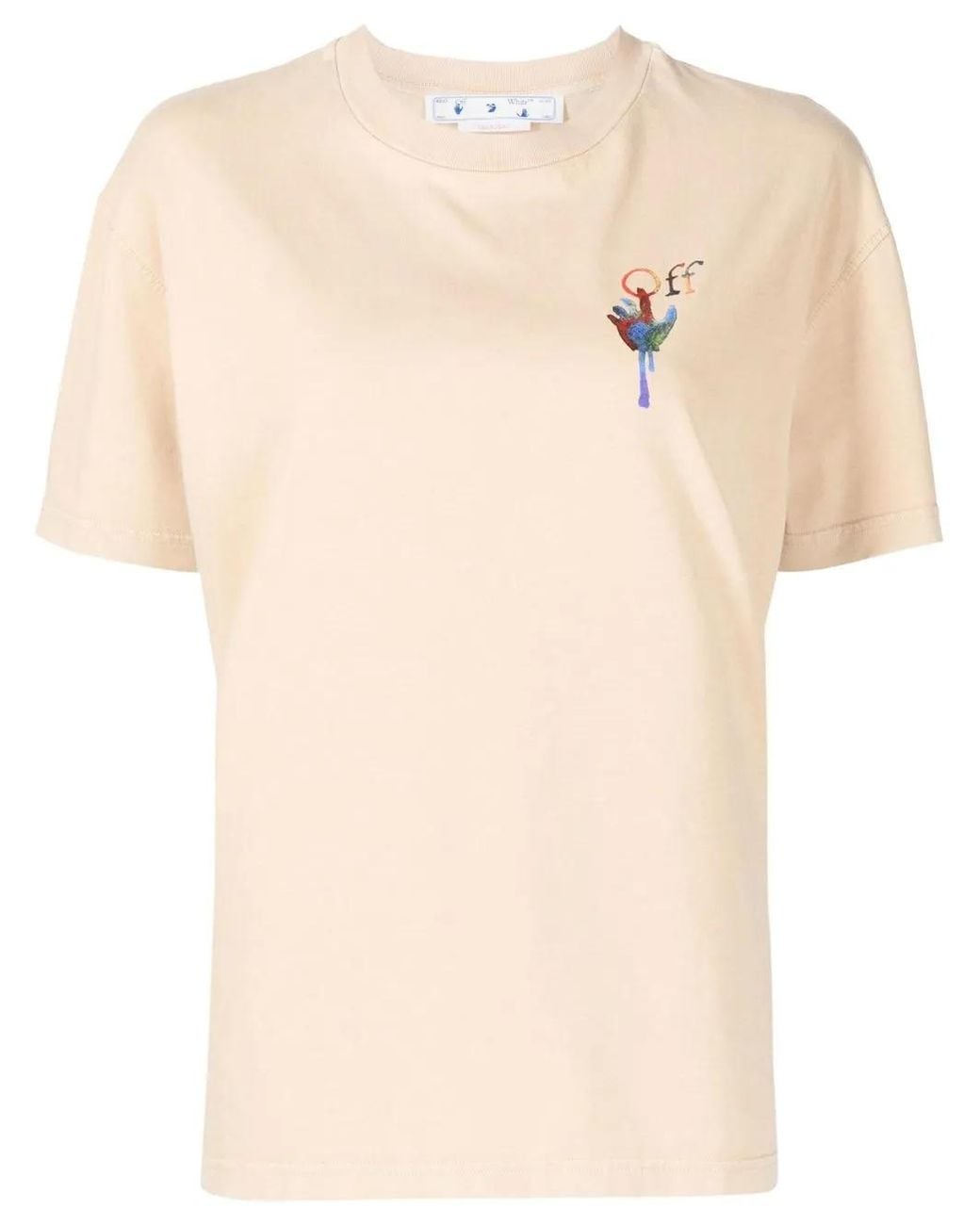 Off-White c/o Virgil Abloh Natural Logo-Print Cotton T-Shirt