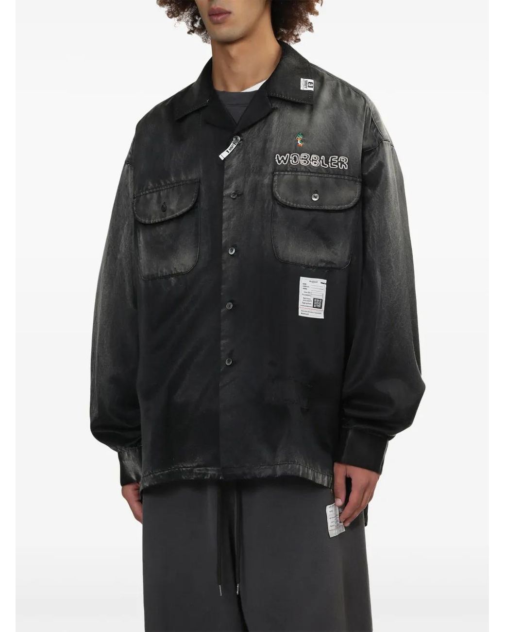 Maison Mihara Yasuhiro Black Logo-Patch Shirt for men