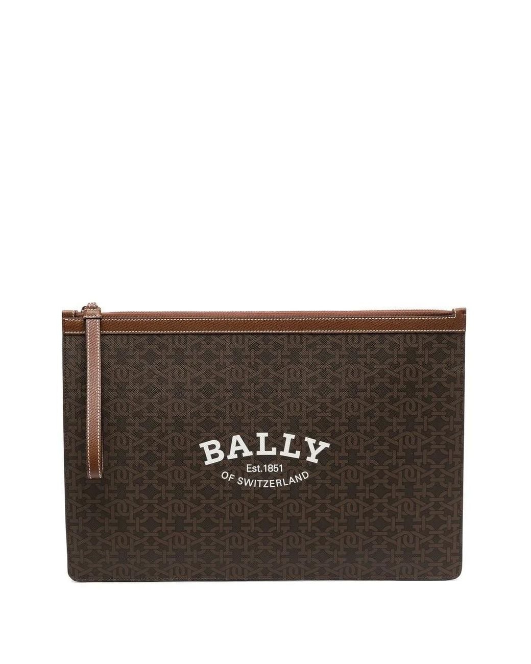 Bally Brown Bollis Logo-Print Clutch Bag for men