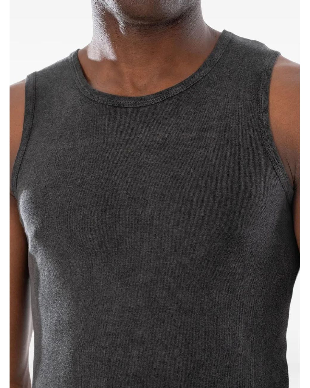 MD75 Black Ribbed Tank Top for men