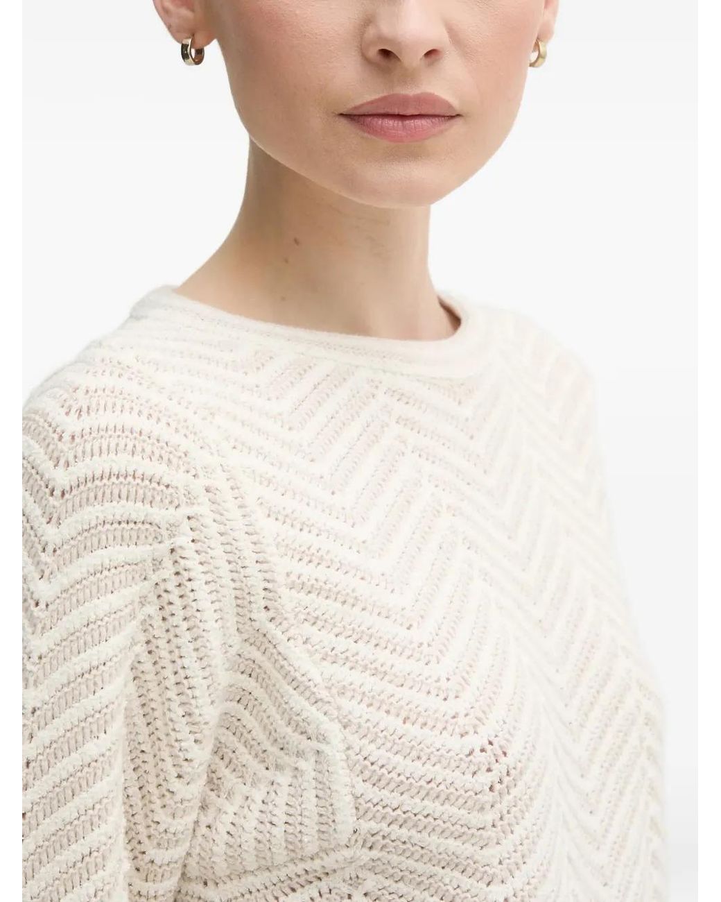 Ouí White Tassel Chevron Knitwear