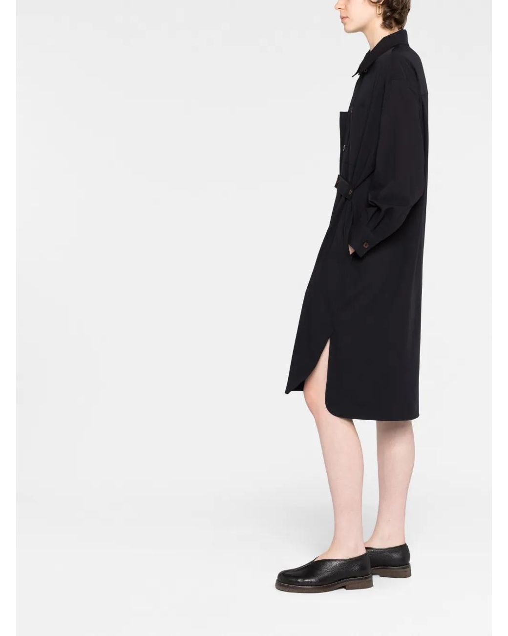 Lemaire Black Long-Sleeve Shirt Dress