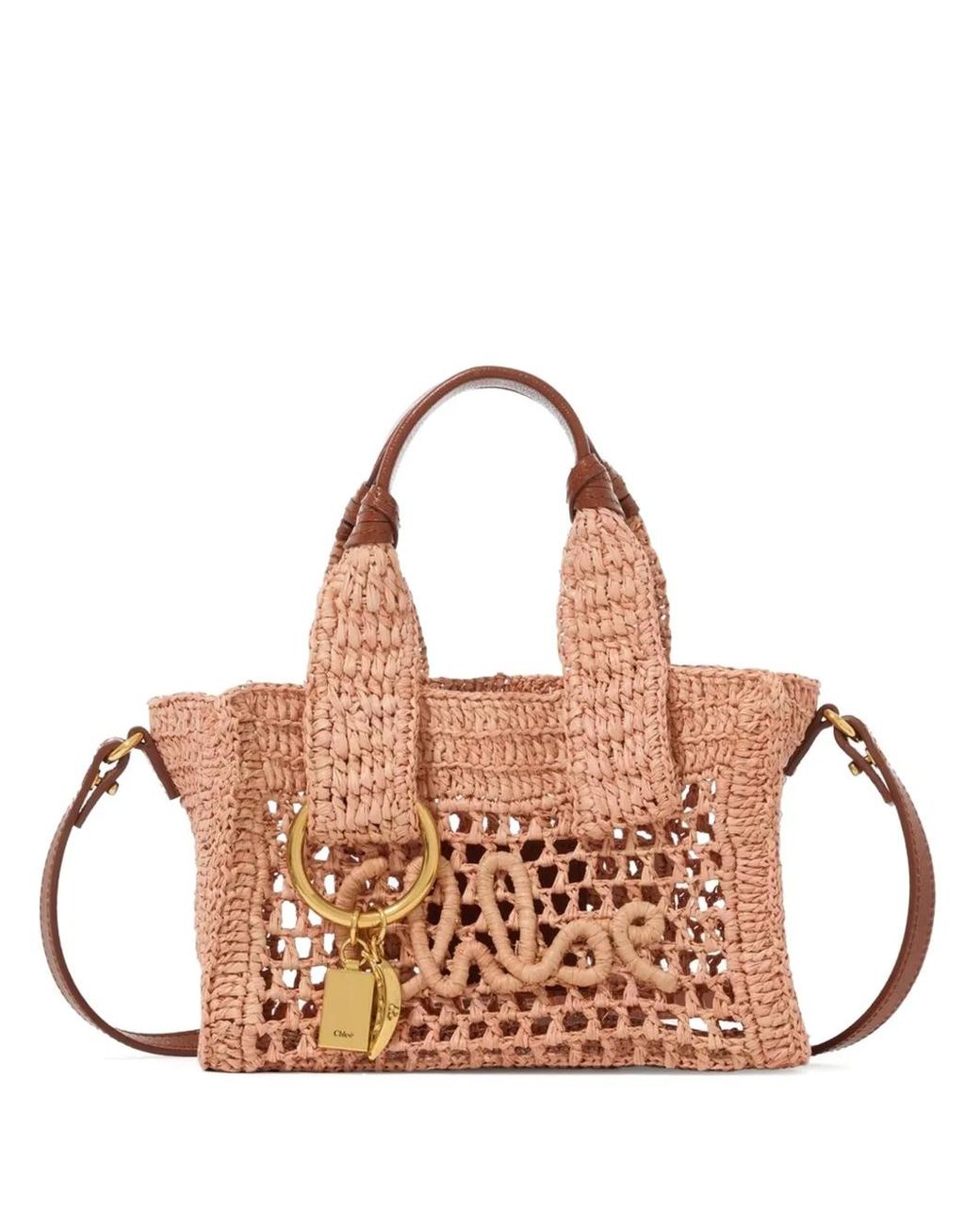 Chloé Pink Mini Summer Rafia Tote Bag