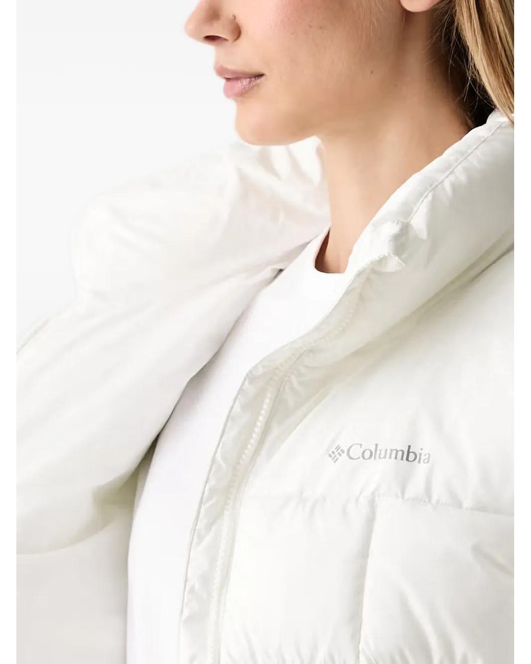 Columbia White Puffect Iii Quilted Logo-Print Jacket