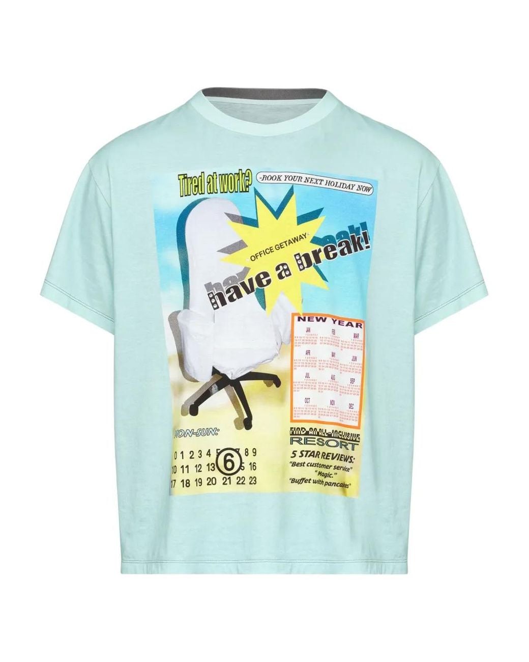 MM6 by Maison Margiela Blue Crew-Neck T-Shirt for men
