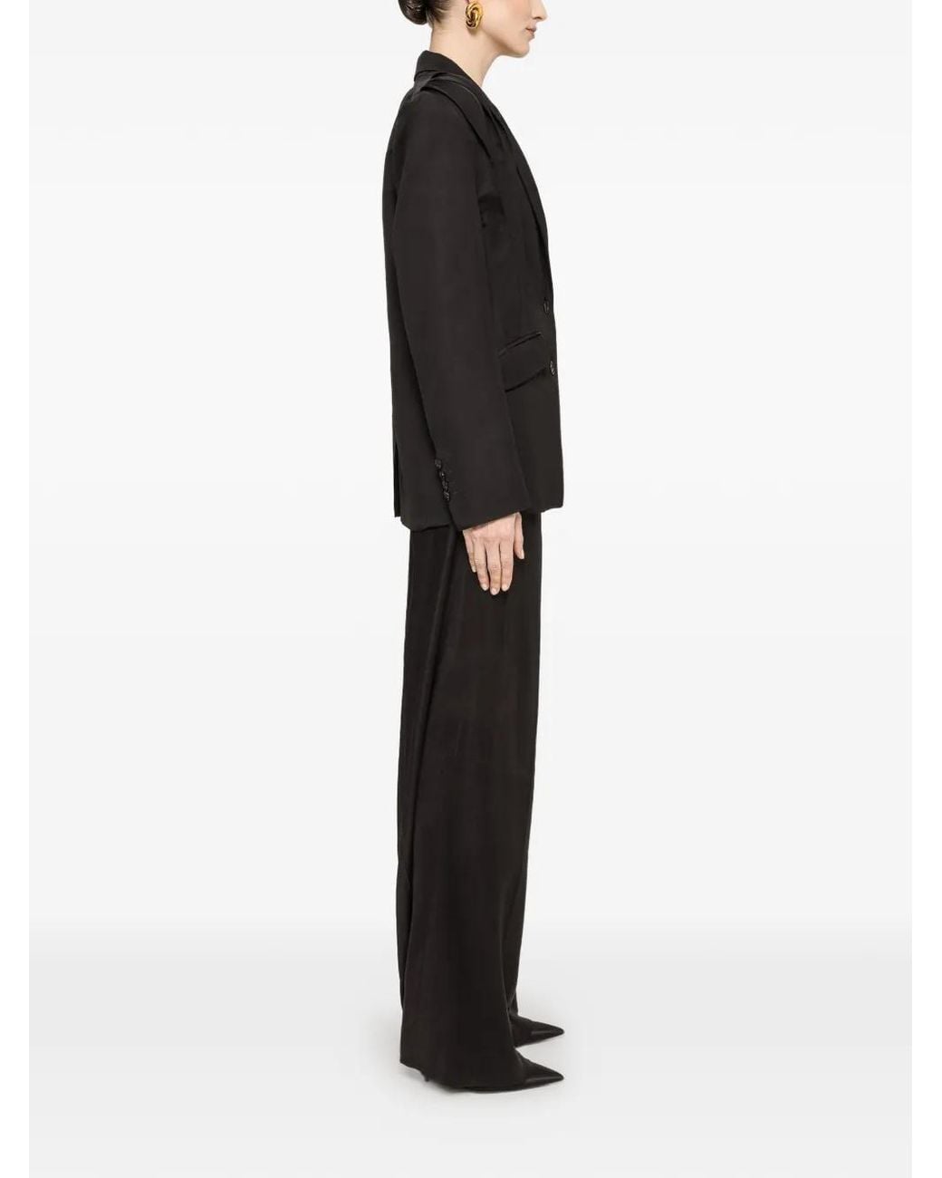 Nissa Black Oversized Linen Blazer