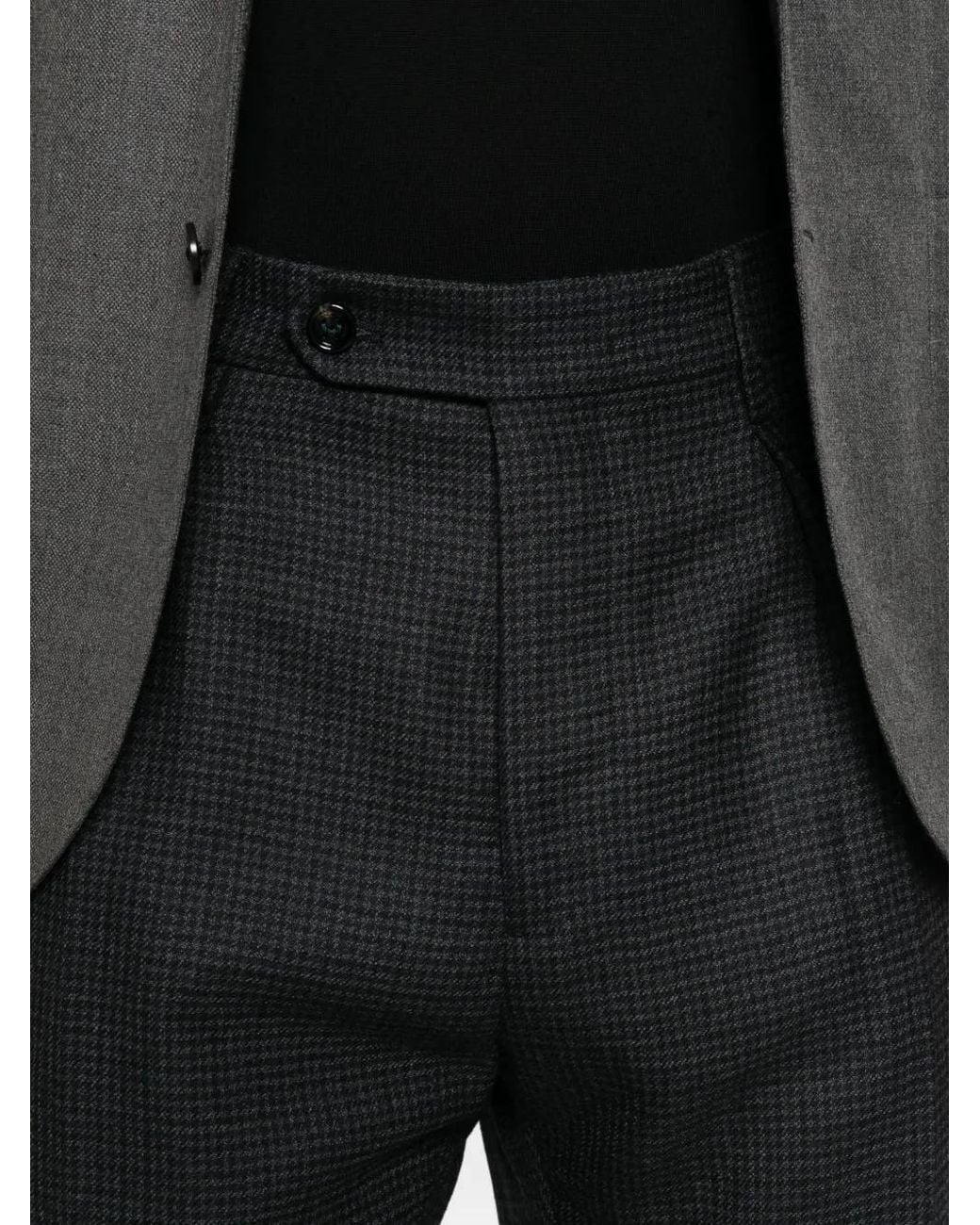 Berwich Gray Chiaia Houndstooth-Pattern Pleated Trousers for men