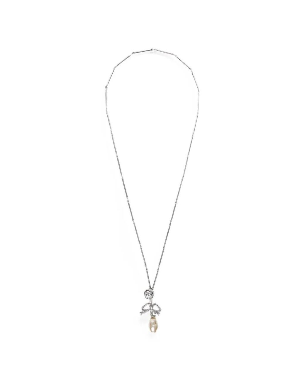 N°21 White Collier À Pendentif Nœud À Perles