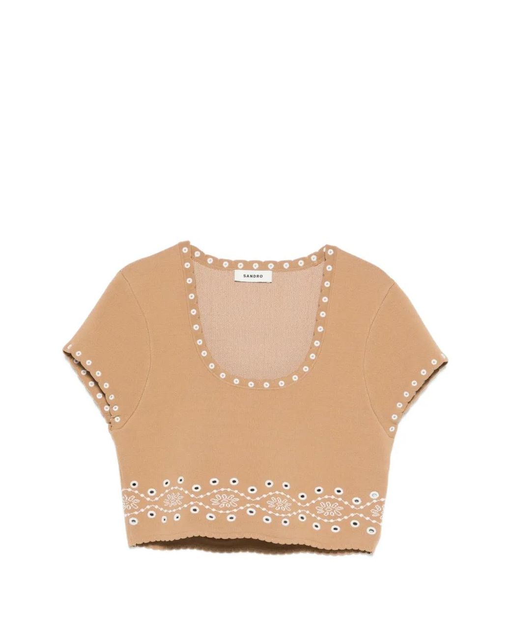 Sandro Natural T-Shirt À Coupe Crop