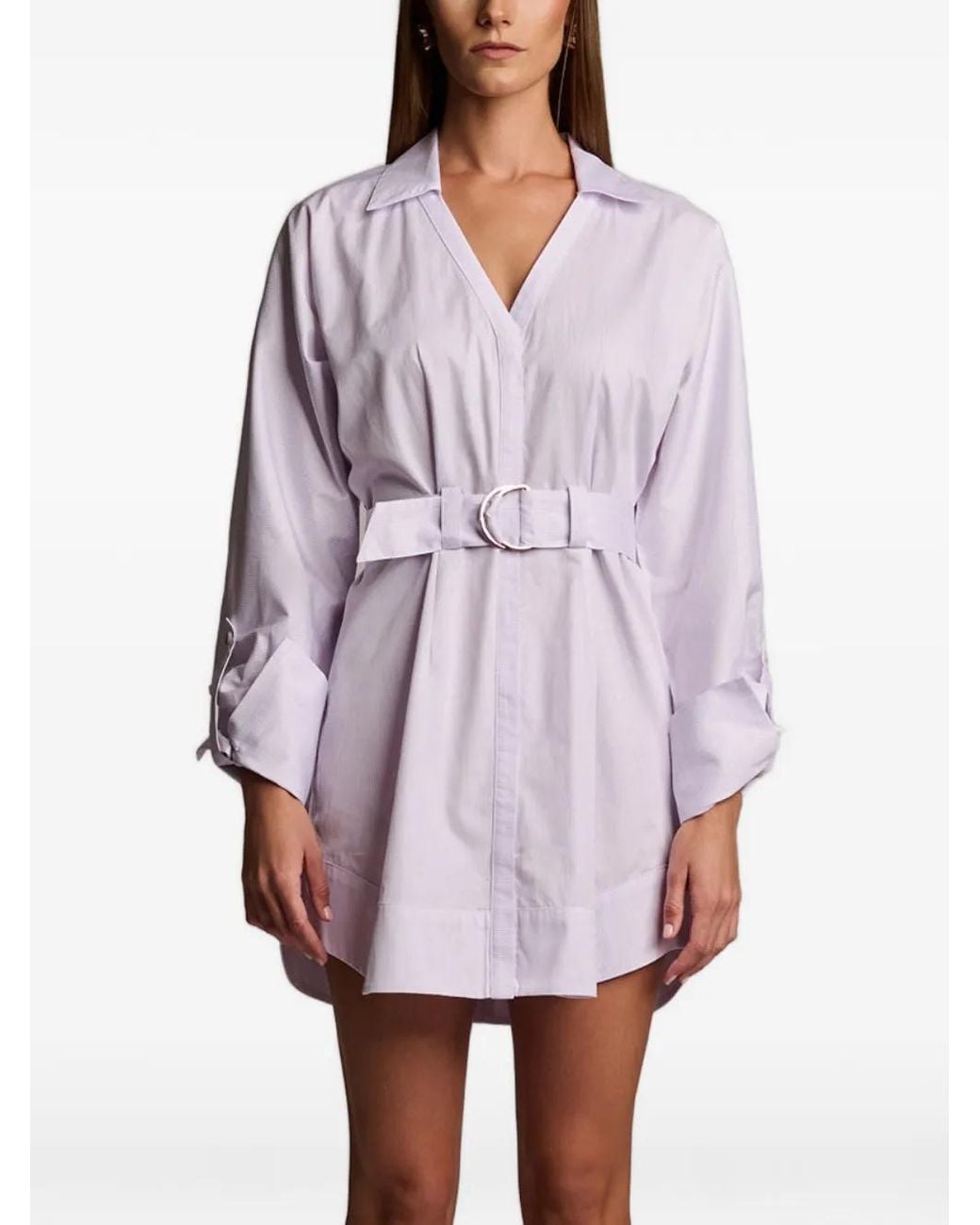 Hevron Purple Audrey Belted Mini Dress