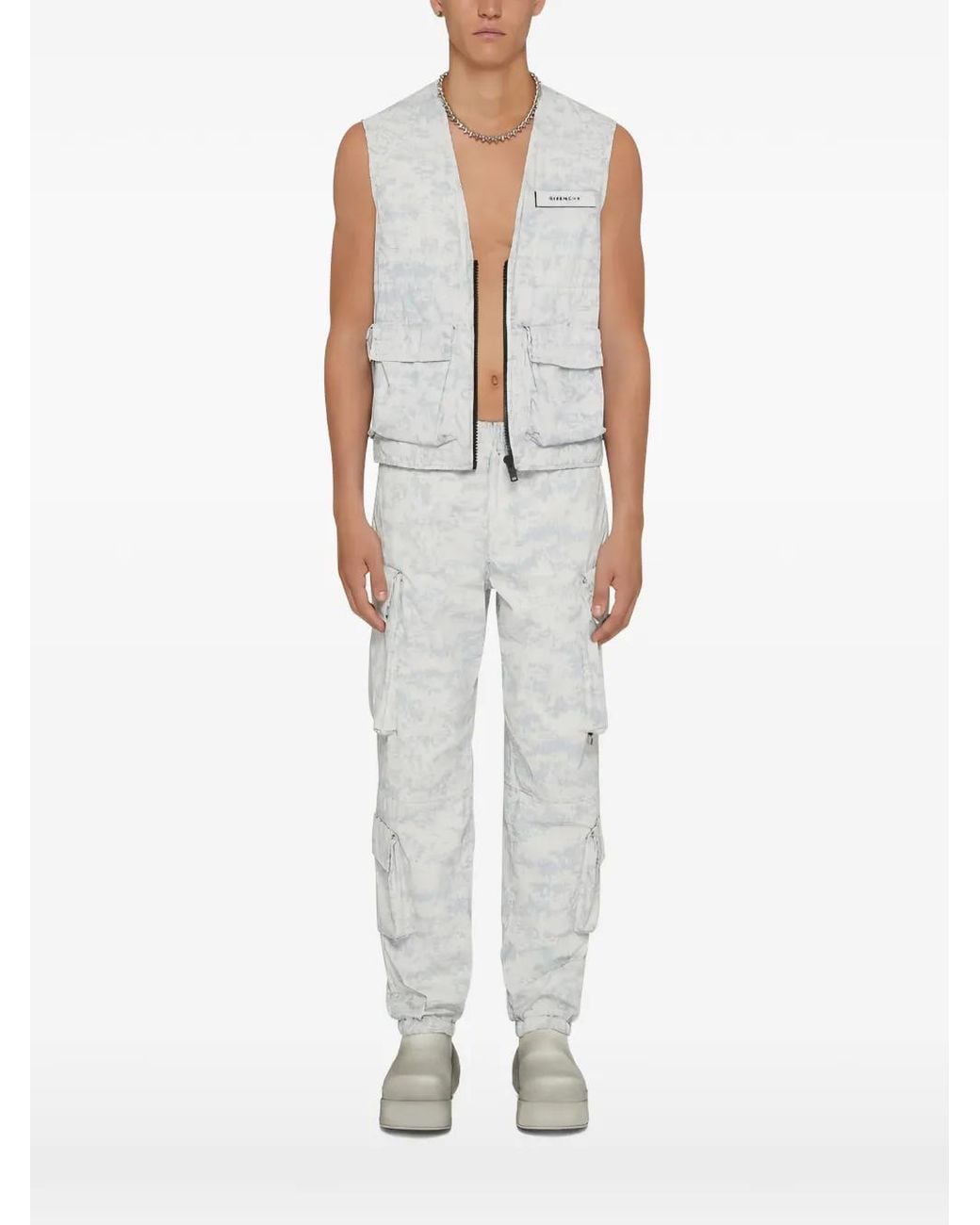Givenchy White Cargo-Pocket Sleeveless Gilet for men