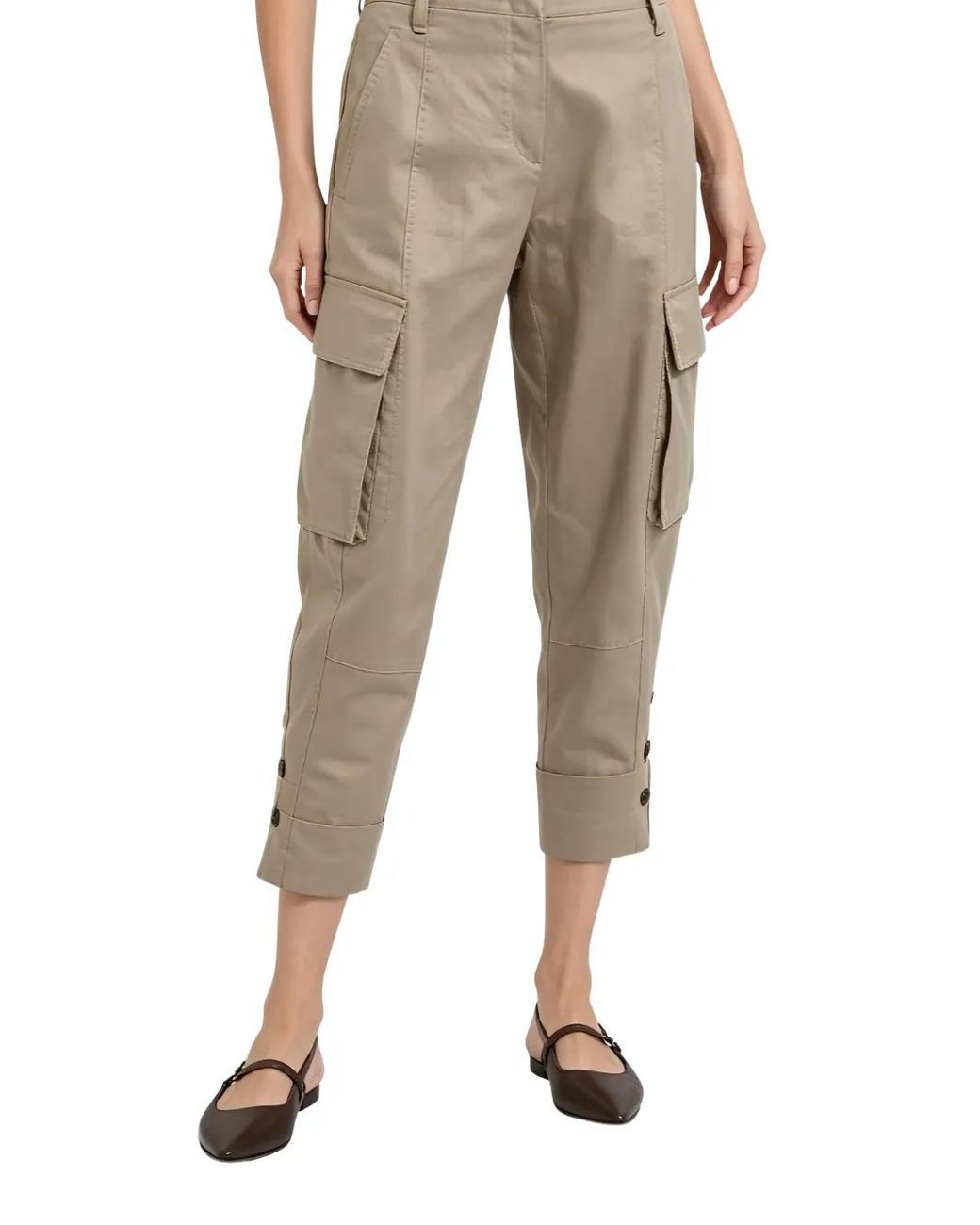 Brunello Cucinelli Natural Button-Cuff Cargo Pants