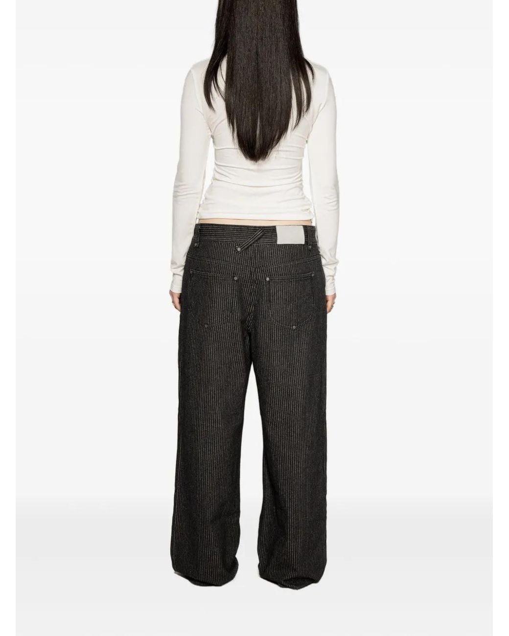 Protémoa Black Pinstripe Wide-Leg Jeans