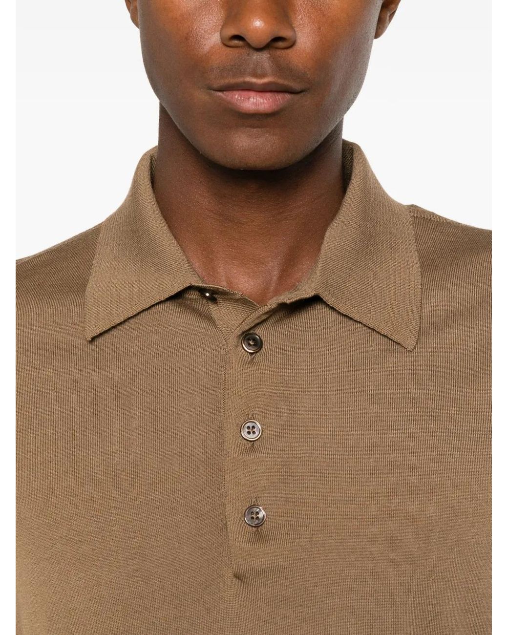 Tom Ford Natural Long-Sleeve Polo Shirt for men