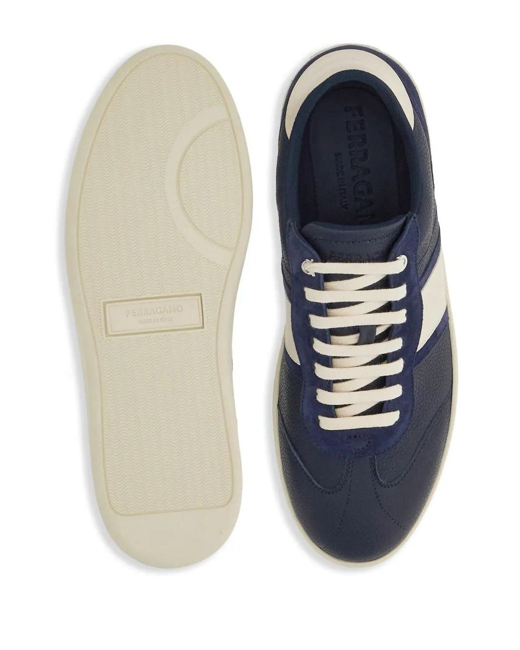 Ferragamo Blue Low Sneaker With Signature for men
