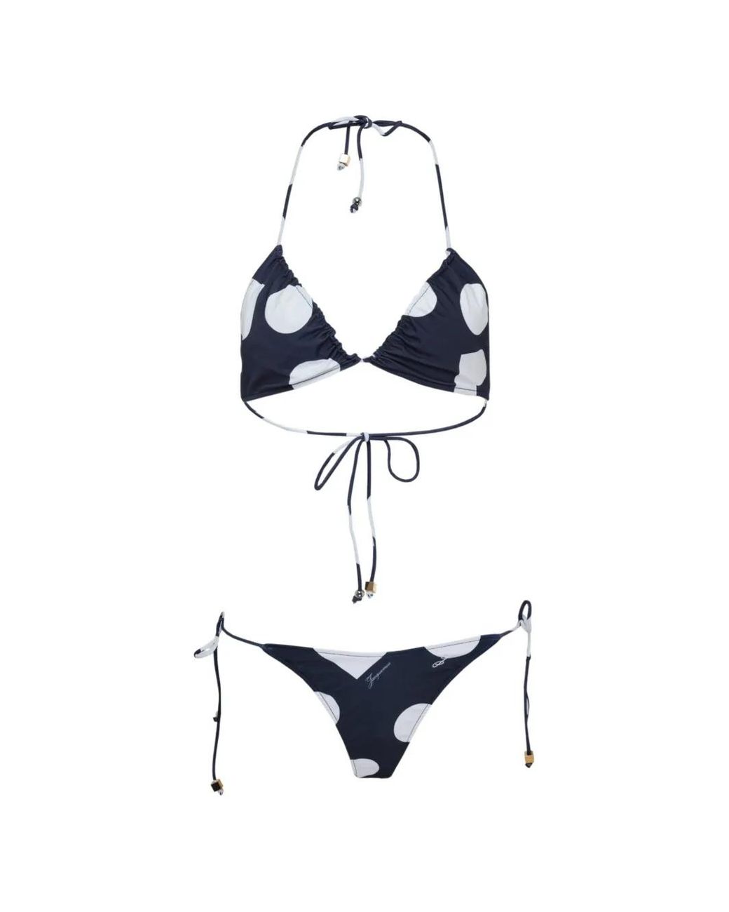 Jacquemus White Triangle Polka-Dot Triangle Bikini Set