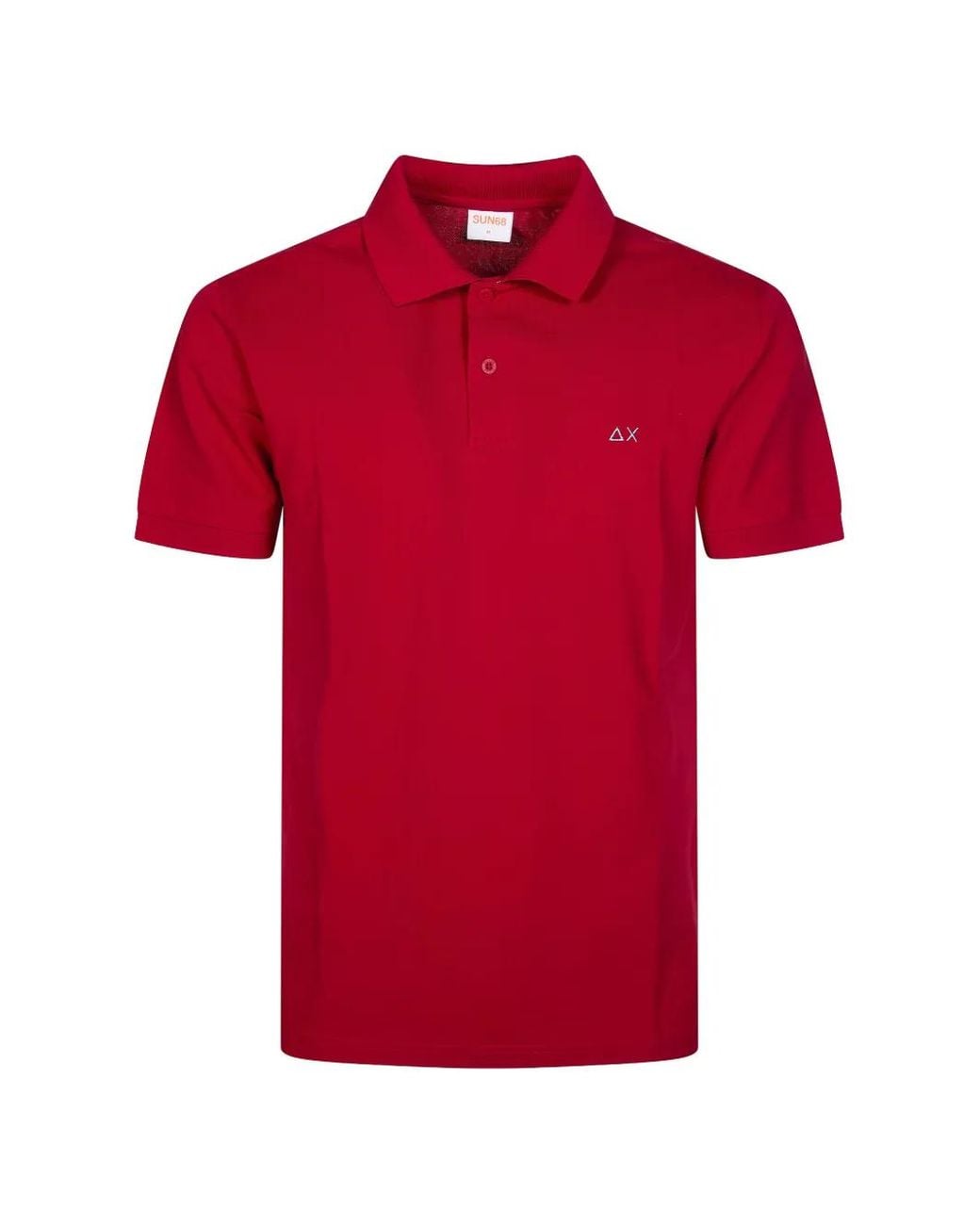 Sun 68 Red Logo-Embroidery Polo Shirt for men