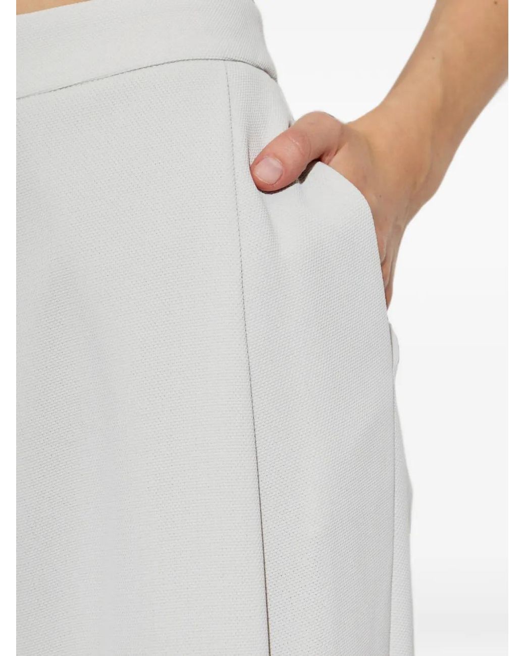 Emporio Armani White Unlined High-Waisted Wide-Leg Trousers With Side Pockets