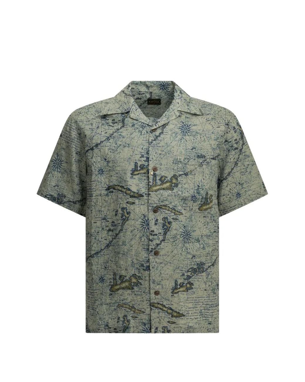 Kapital Gray Map-Print Short-Sleeve Shirt for men