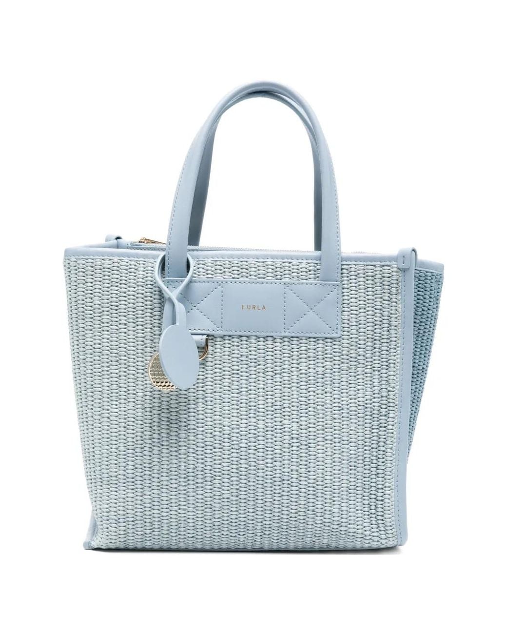 Furla Blue Sac Cabas À Design Bi-Matière
