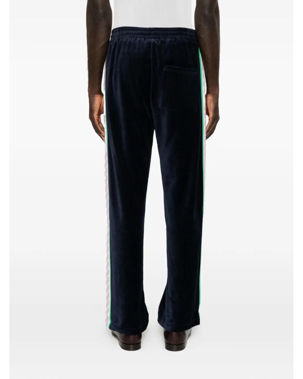 Drole de Monsieur Black Velvet Side-Stripe Track Pants for men