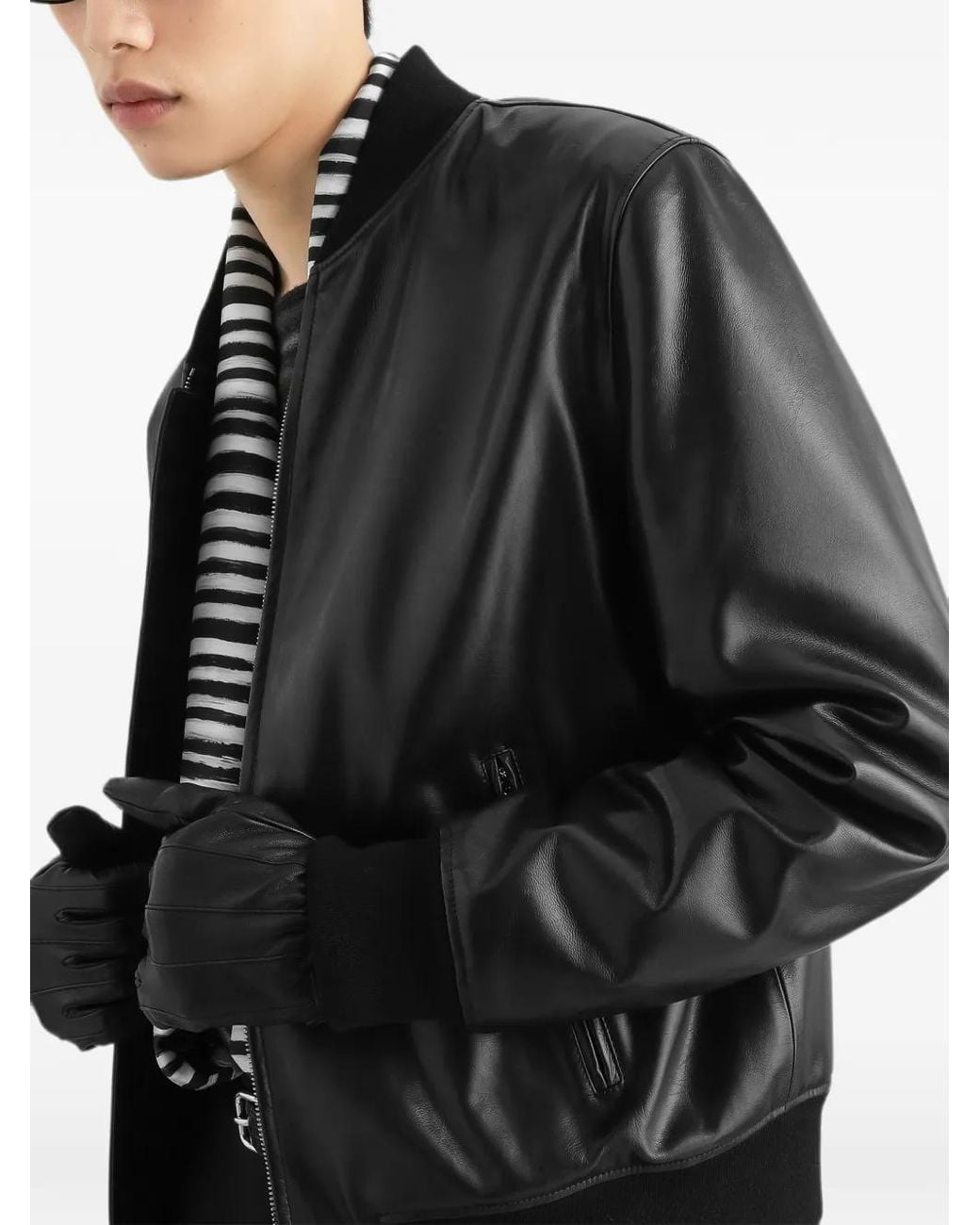 Dolce & Gabbana Kalfsleren Bomberjack in het Black voor heren