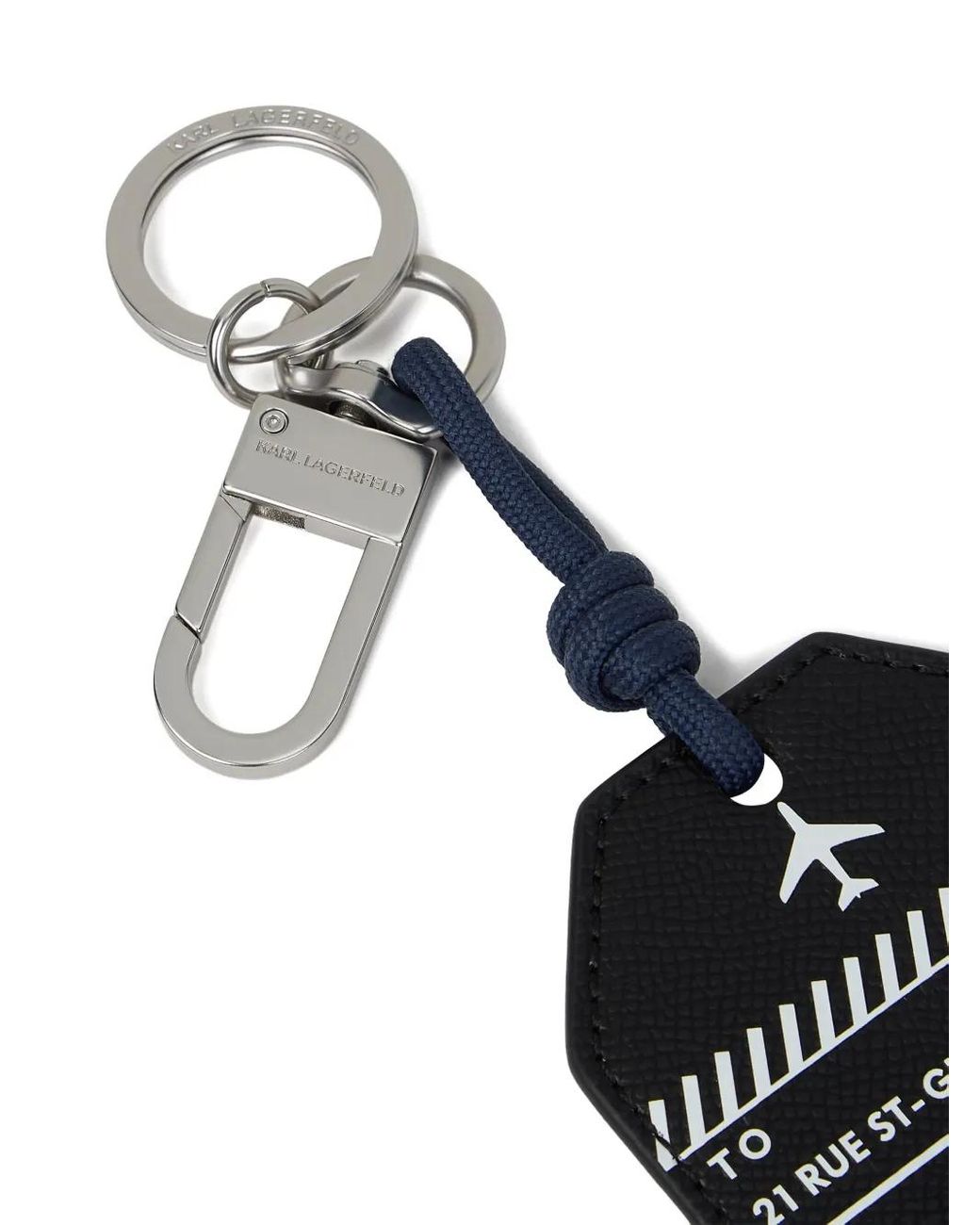 Karl Lagerfeld Black Luggage-Tag Keychain for men