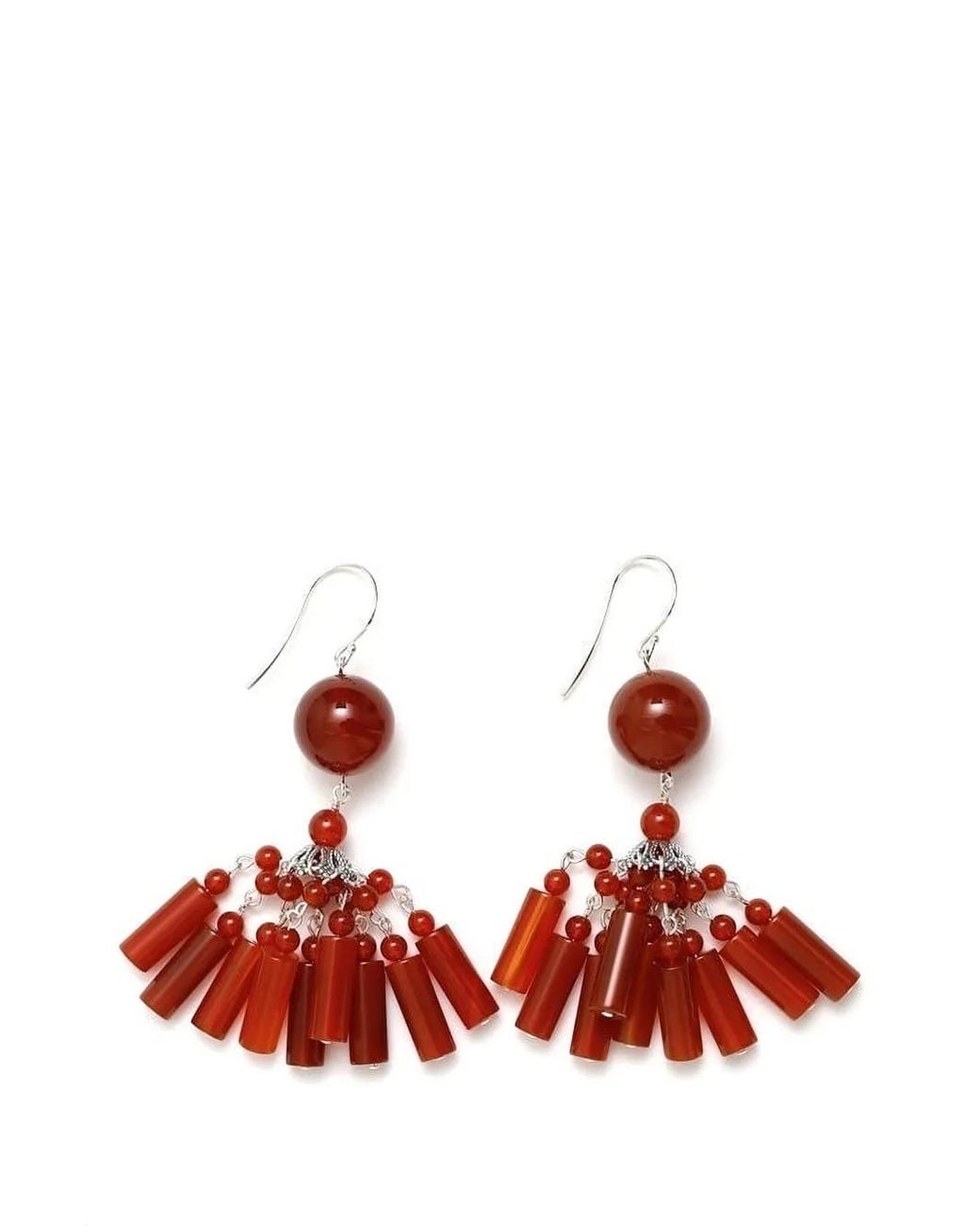 Sophie Buhai Red Flamenco Carnelian Tassel Earrings