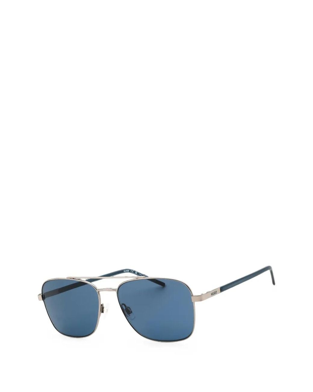 HUGO Blue Double-Bridge Rectangle-Frame Sunglasses for men