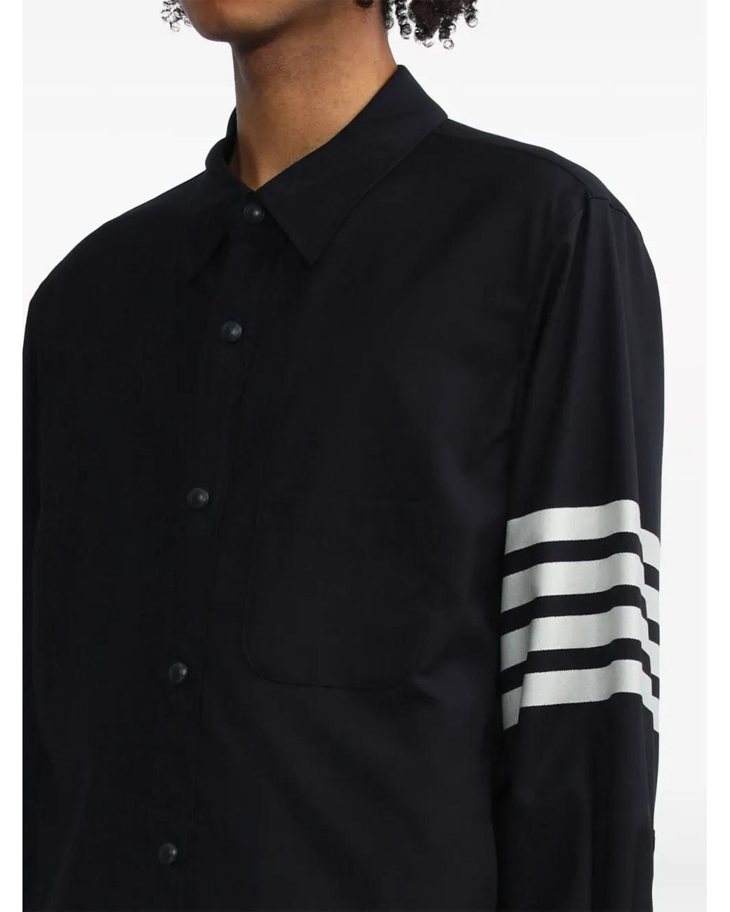 Thom Browne Blue Plain Weave 4-Bar Shirt Jacket for men