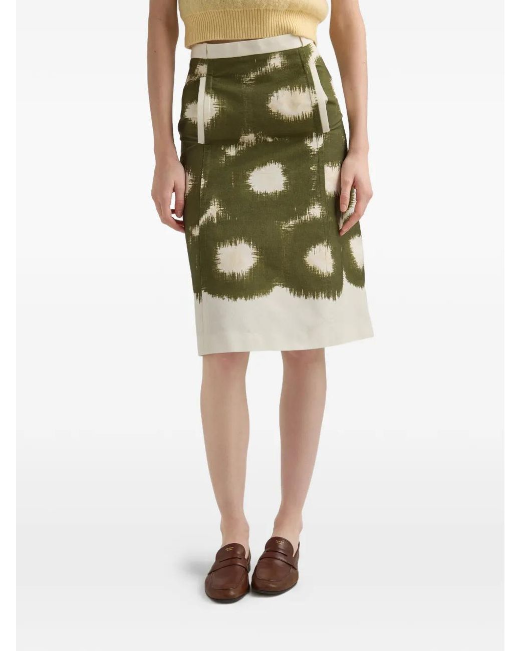 Prada Green Printed Canvas Skirt