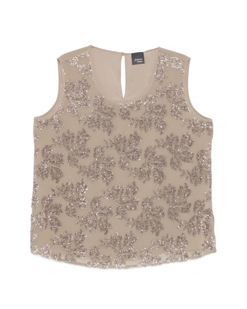 Marina Rinaldi Natural Gioiosa Sequin-Embellished Sleeveless Top