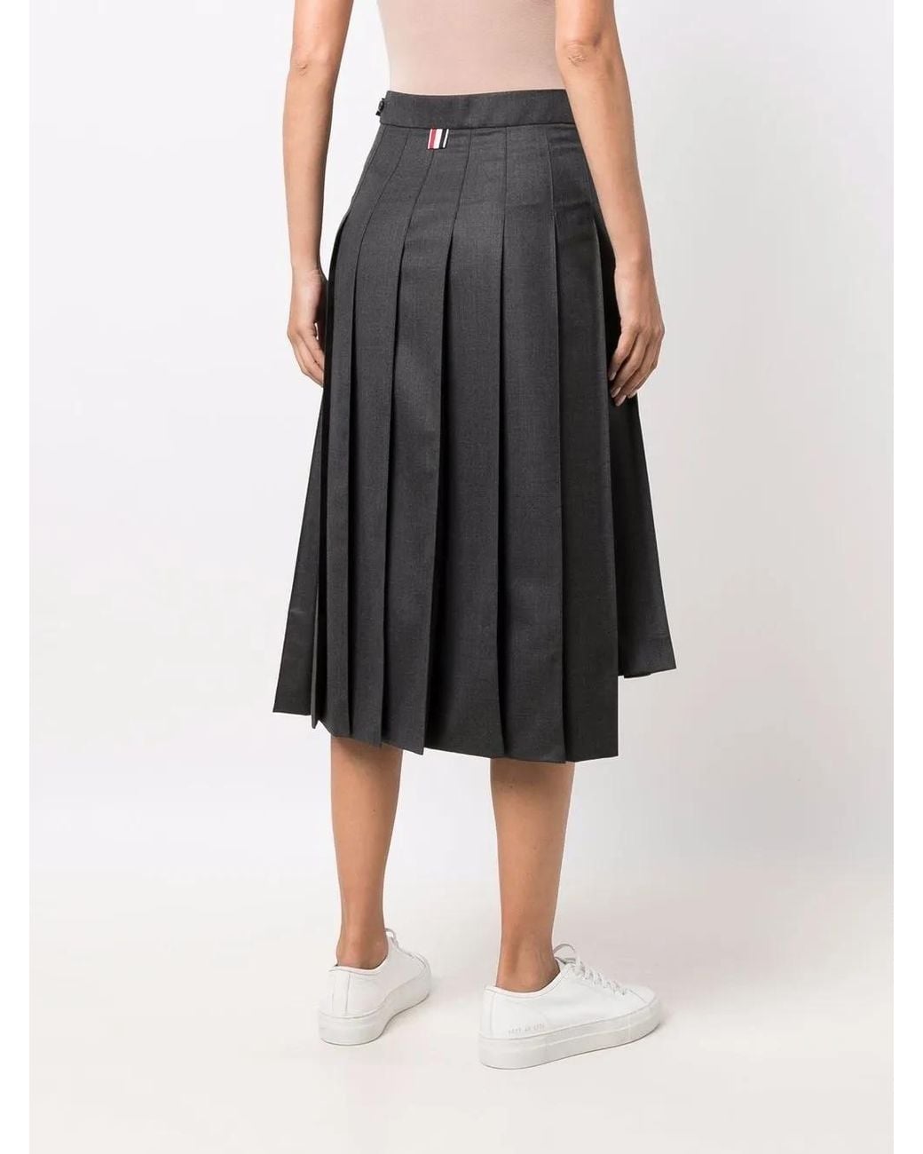 Thom Browne Black Dark Super 120's Twill Below Knee Pleated Skirt