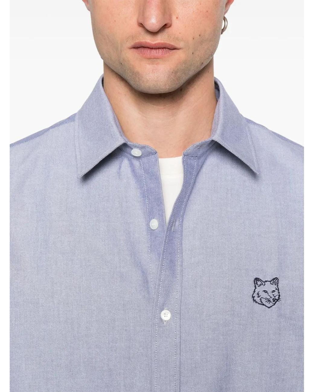 Maison Kitsuné Blue Contour Fox Head Shirt for men