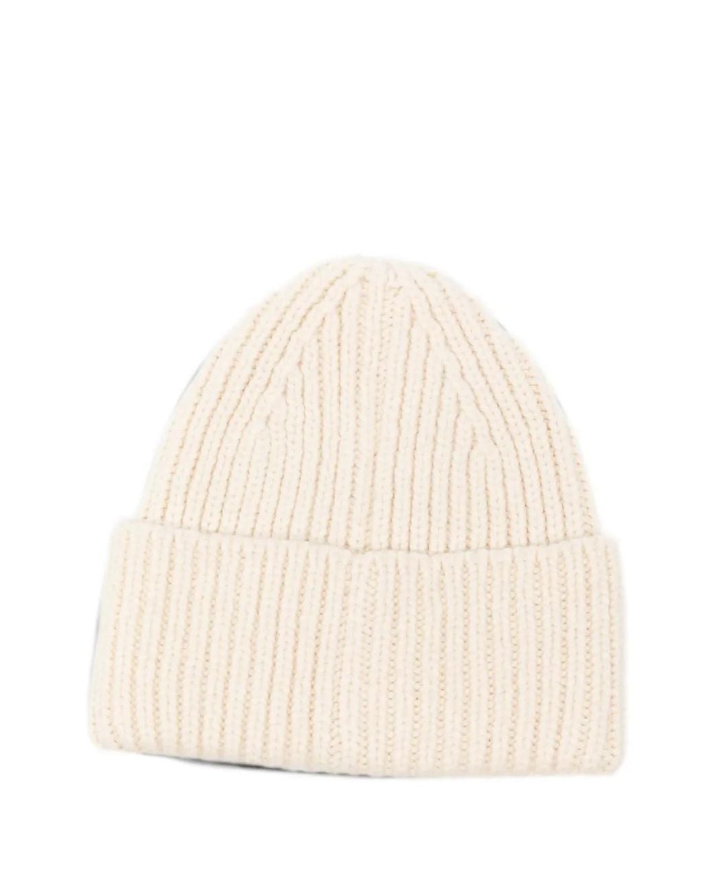 Ugg Natural Logo-Patch Ribbed-Knit Beanie Hat
