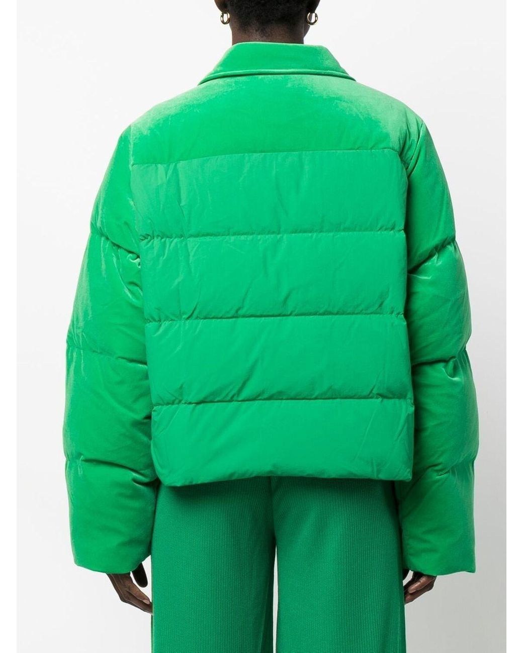 adidas Velvet-effect Padded Jacket in Green | Lyst Canada