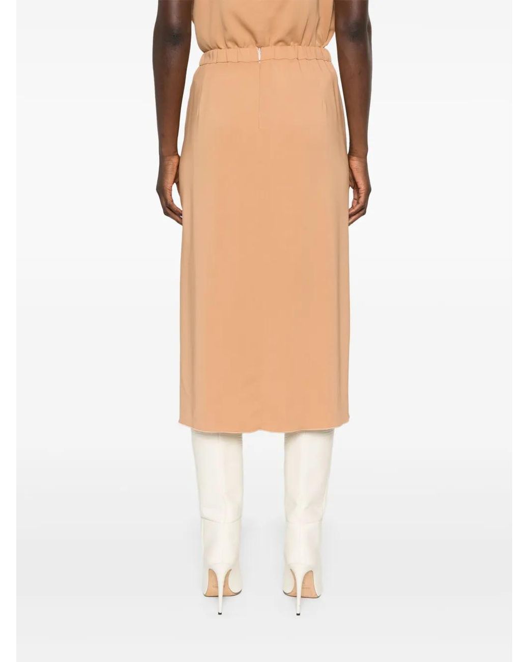 Forte_forte Orange Stretch Cady Crepe Pencil Skirt Clothing