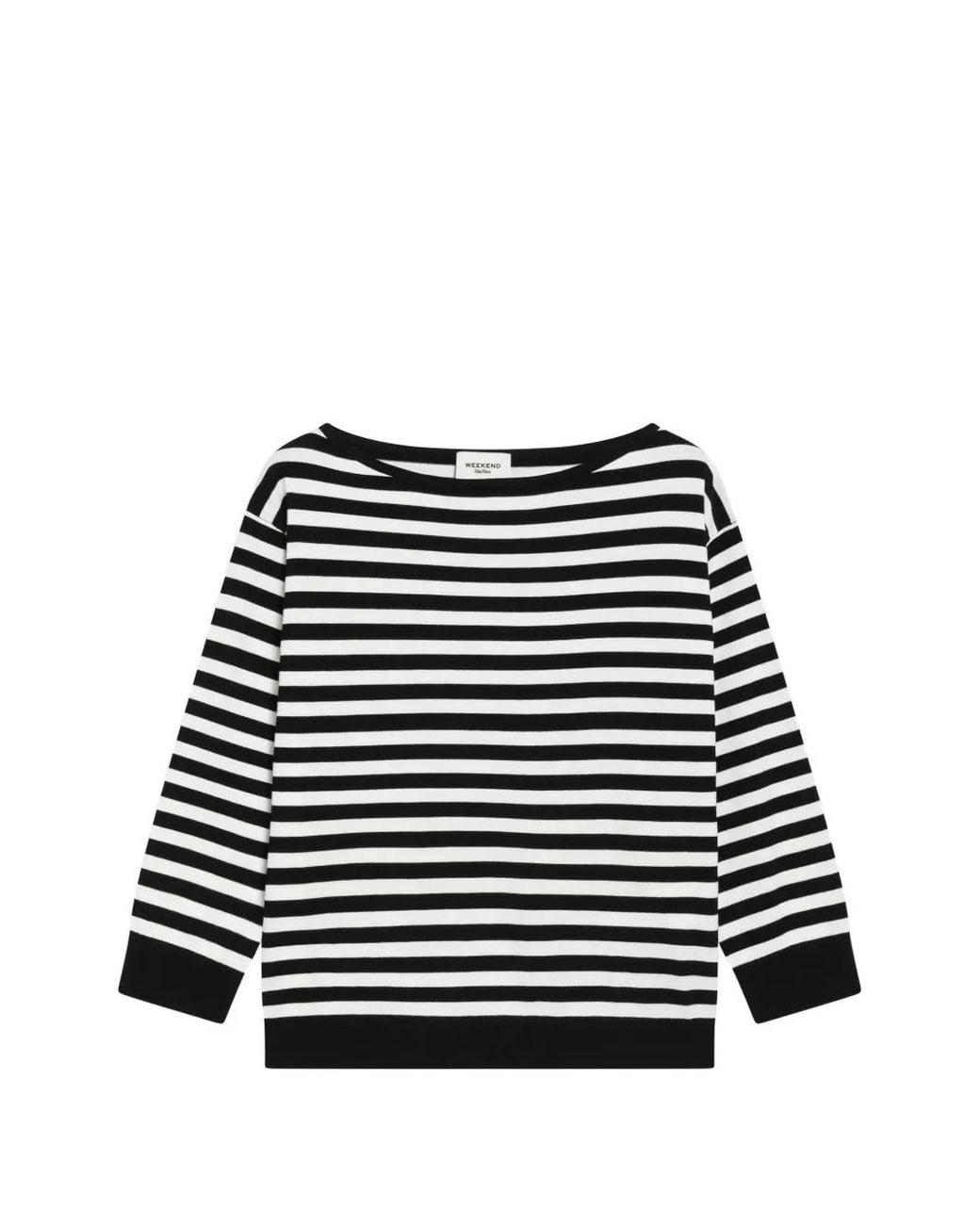 Weekend by Maxmara Black Striped Boat-Neck Sweater