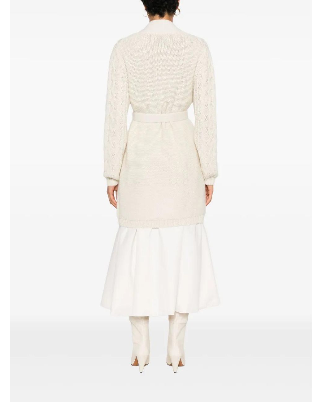 Gran Sasso White Cable-Knit Pockets Cardigan