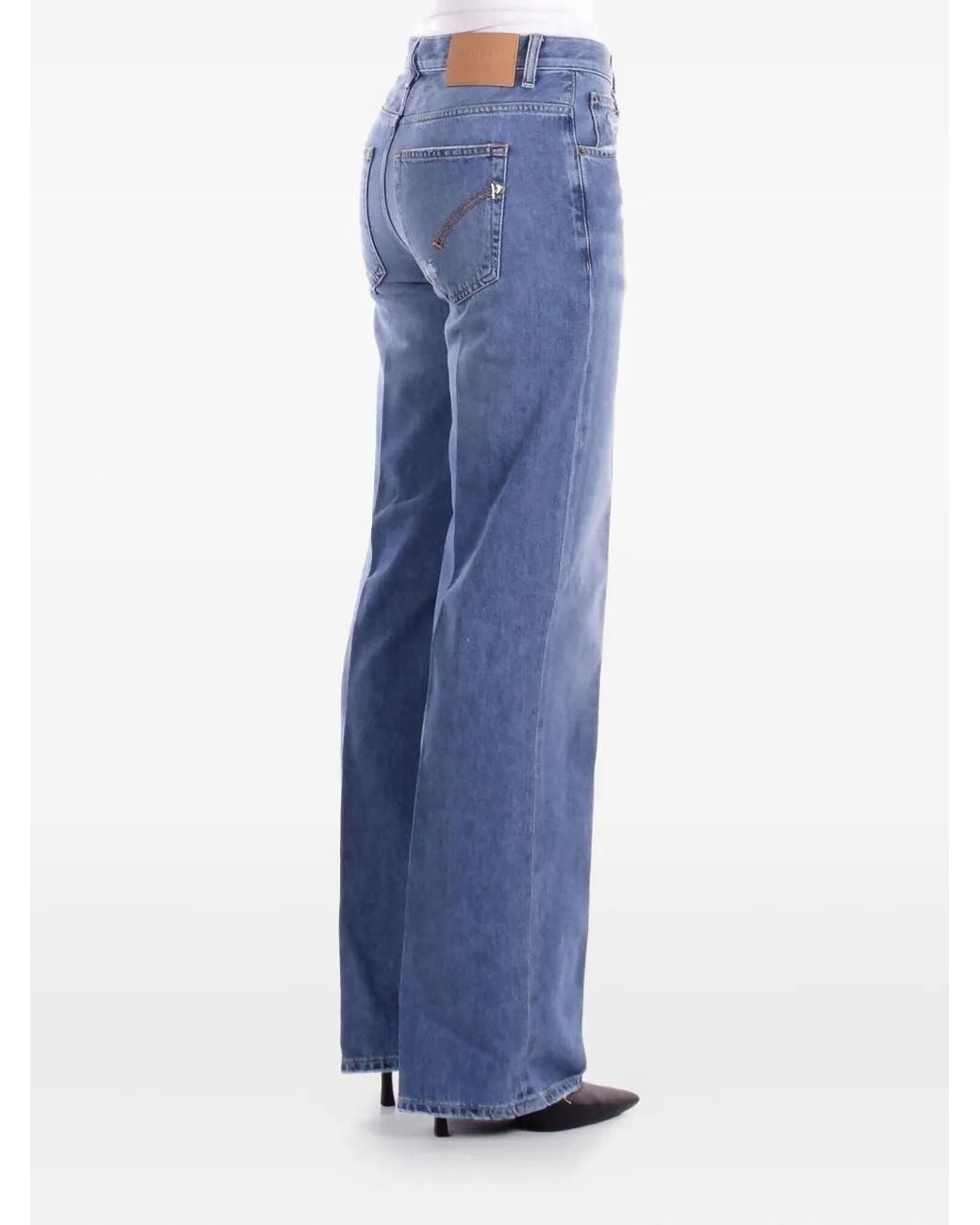 Dondup Blue High-Waisted Straight-Leg Jeans