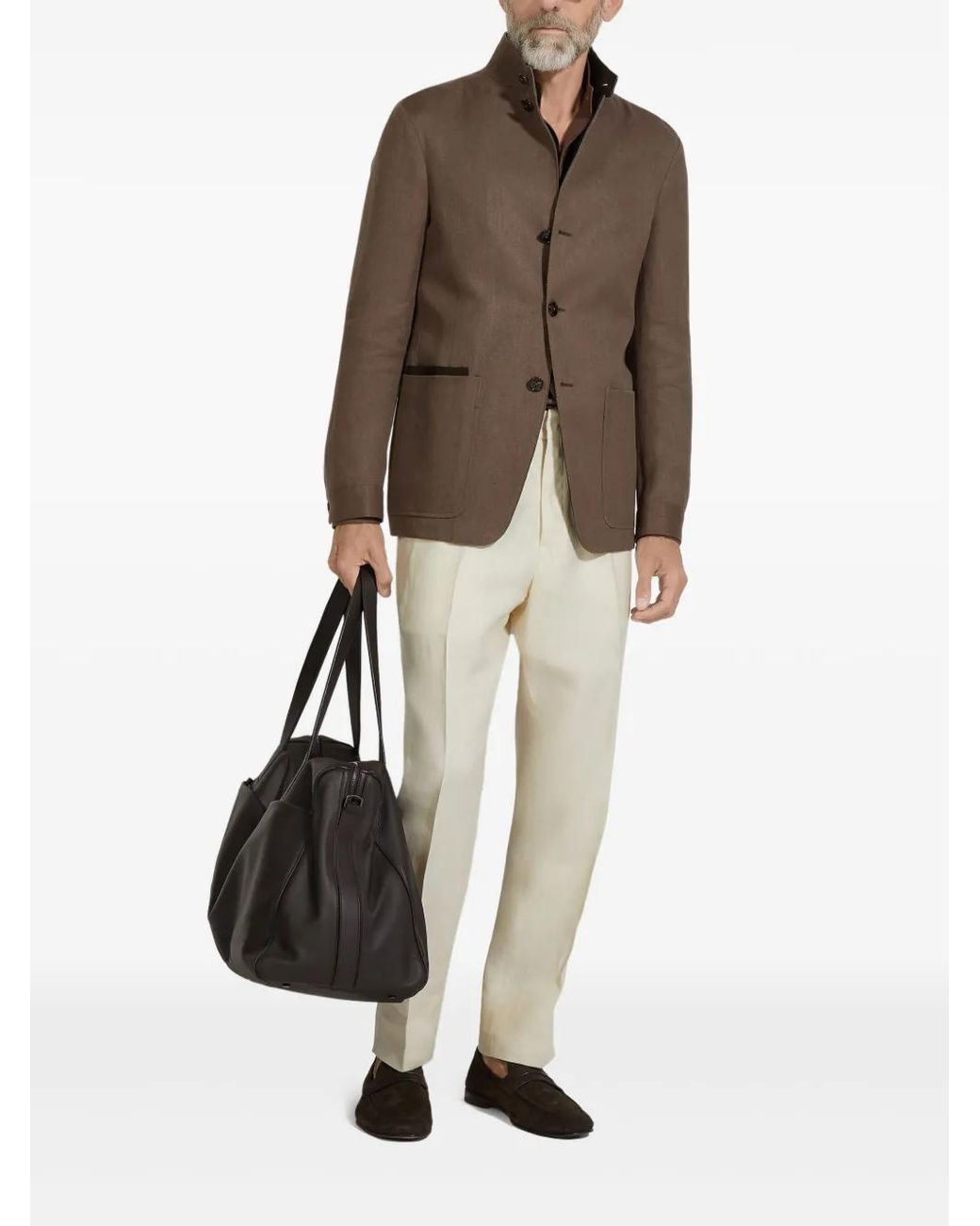 Zegna Brown Oasi Lino Il Conte Jacket for men