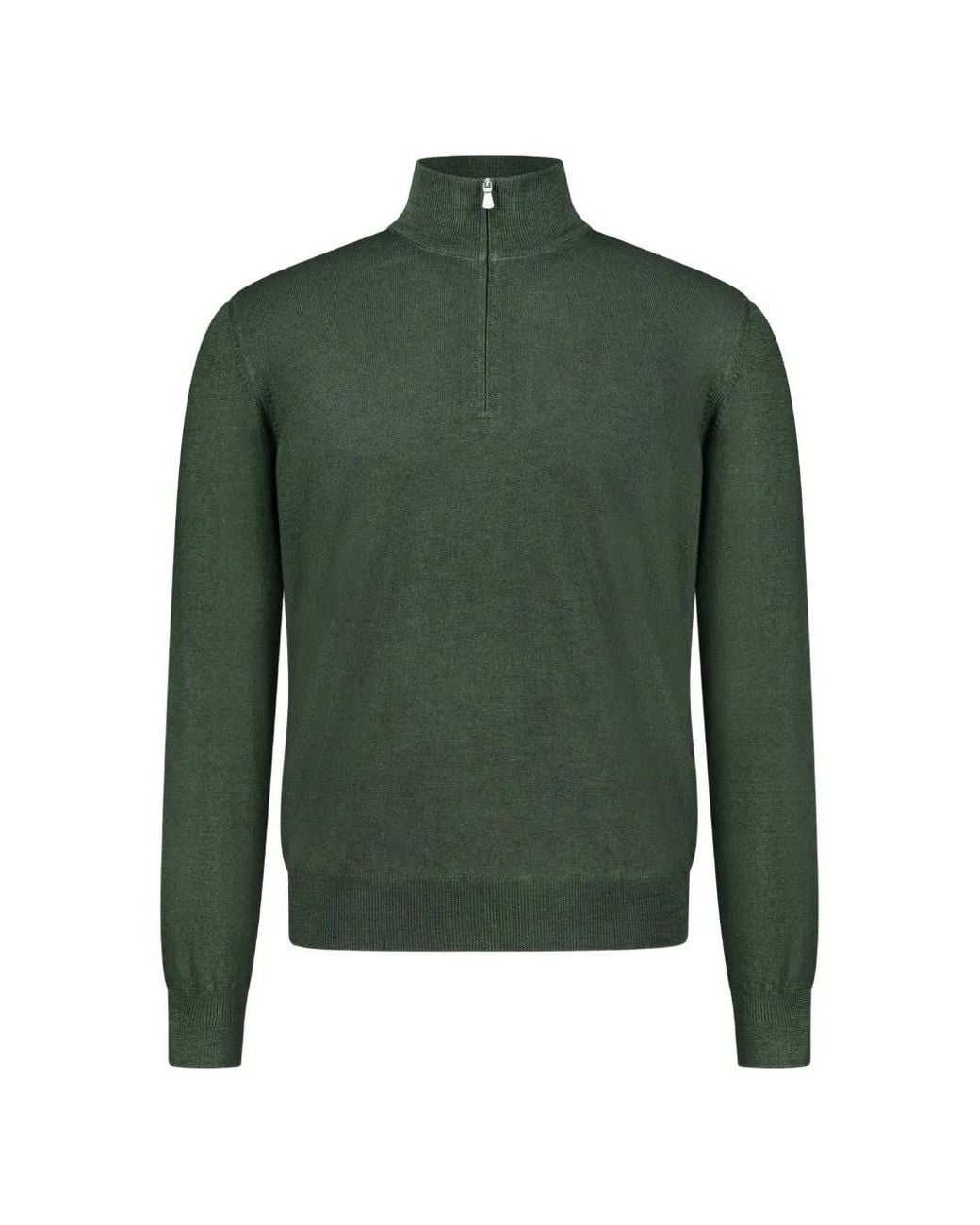 Gran Sasso Green Quarter-Zip Wool Sweater for men