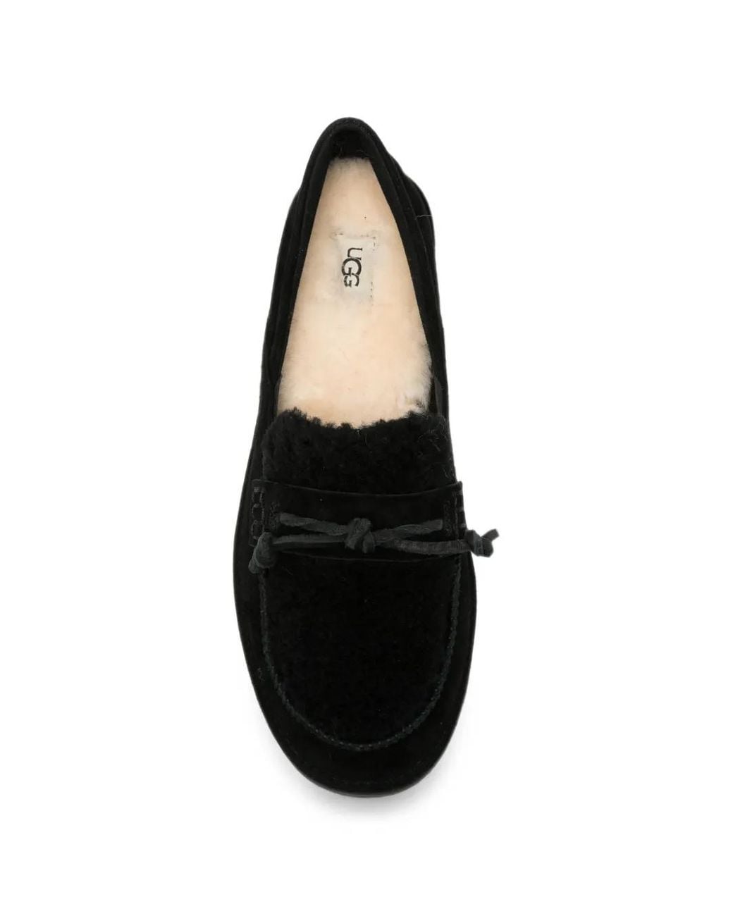 Ugg Black Zora Shearling-Trim Bow Loafers