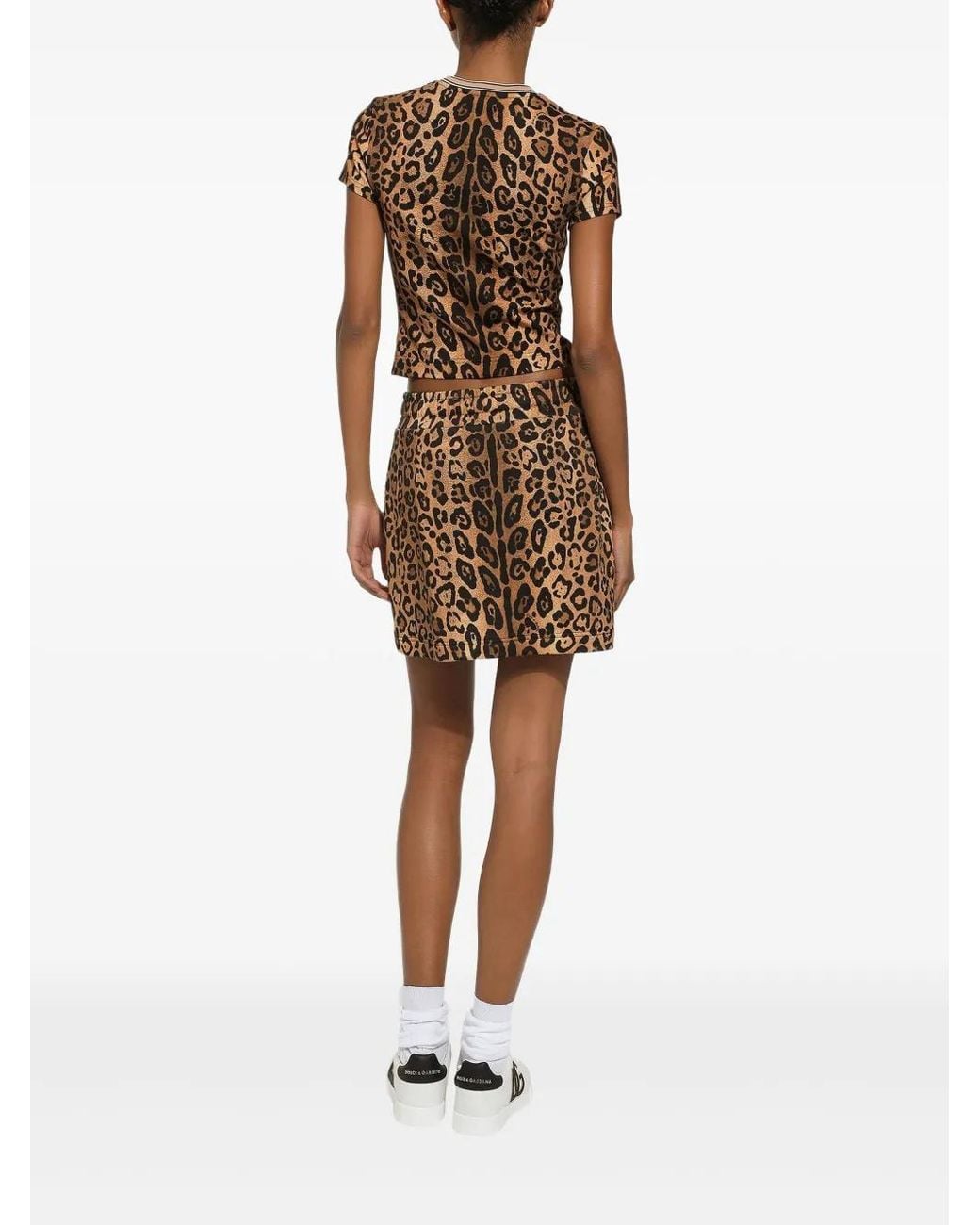 Dolce & Gabbana Natural Leopard-Print Drawstring Mini Skirt