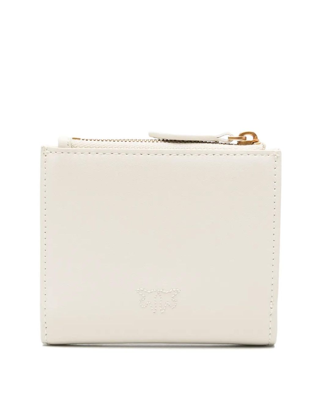 Pinko Natural Small Smooth Leather Wallet With Logo