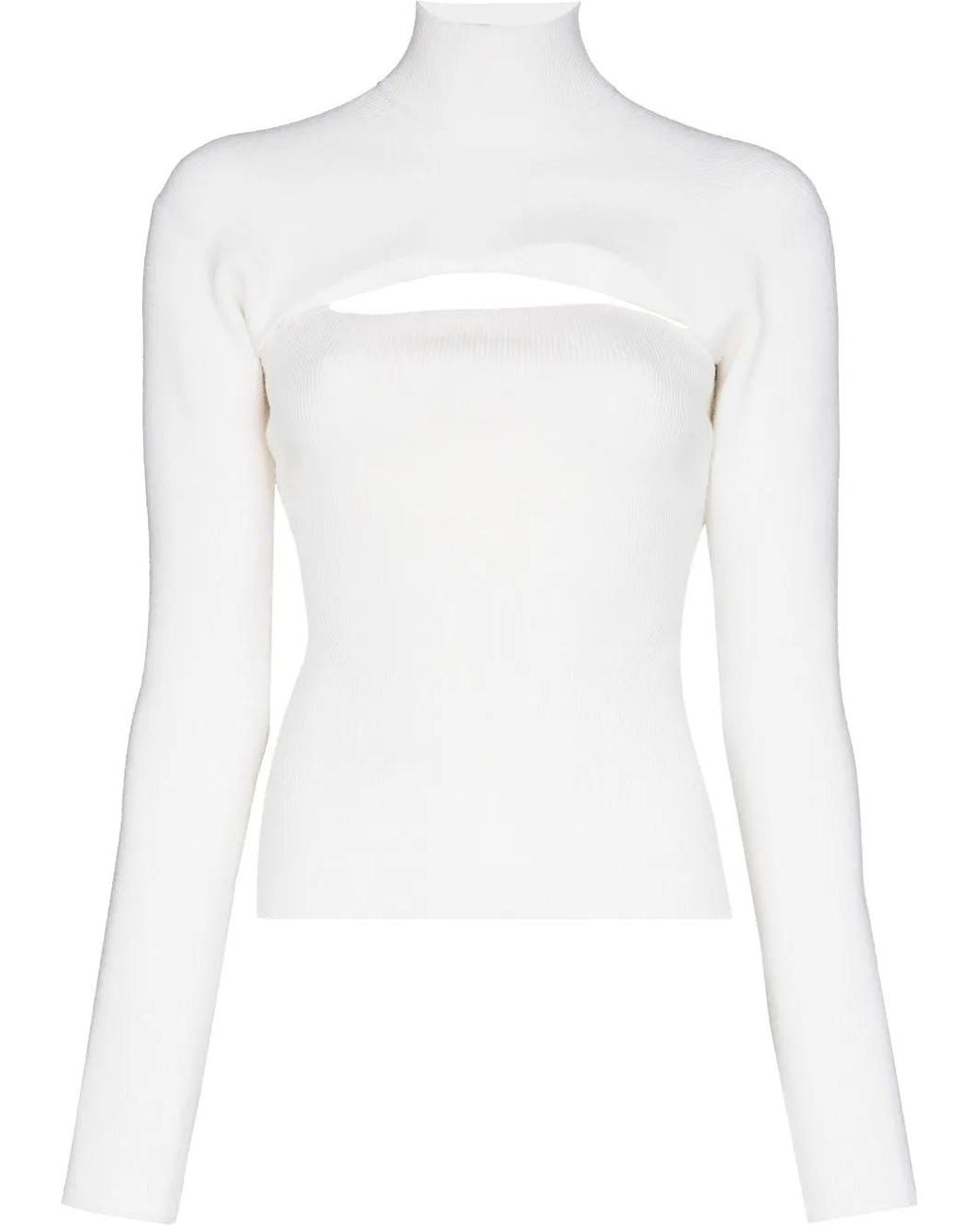 Tom Ford White Cut-Out Virgin Wool-Blend Jumper
