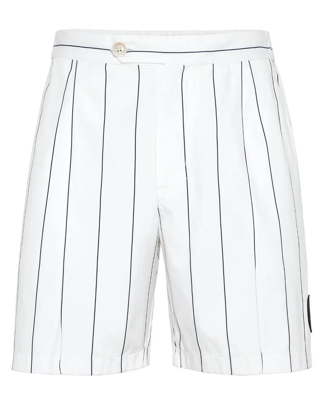 Brunello Cucinelli White Logo-Appliqué Striped Shorts for men