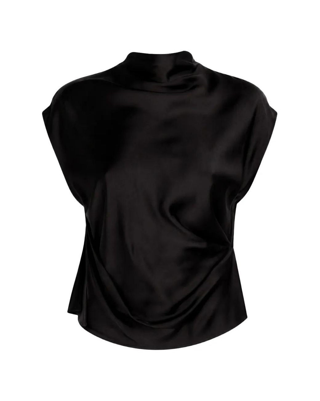 The Sei Black Mock-Neck Draped Blouse
