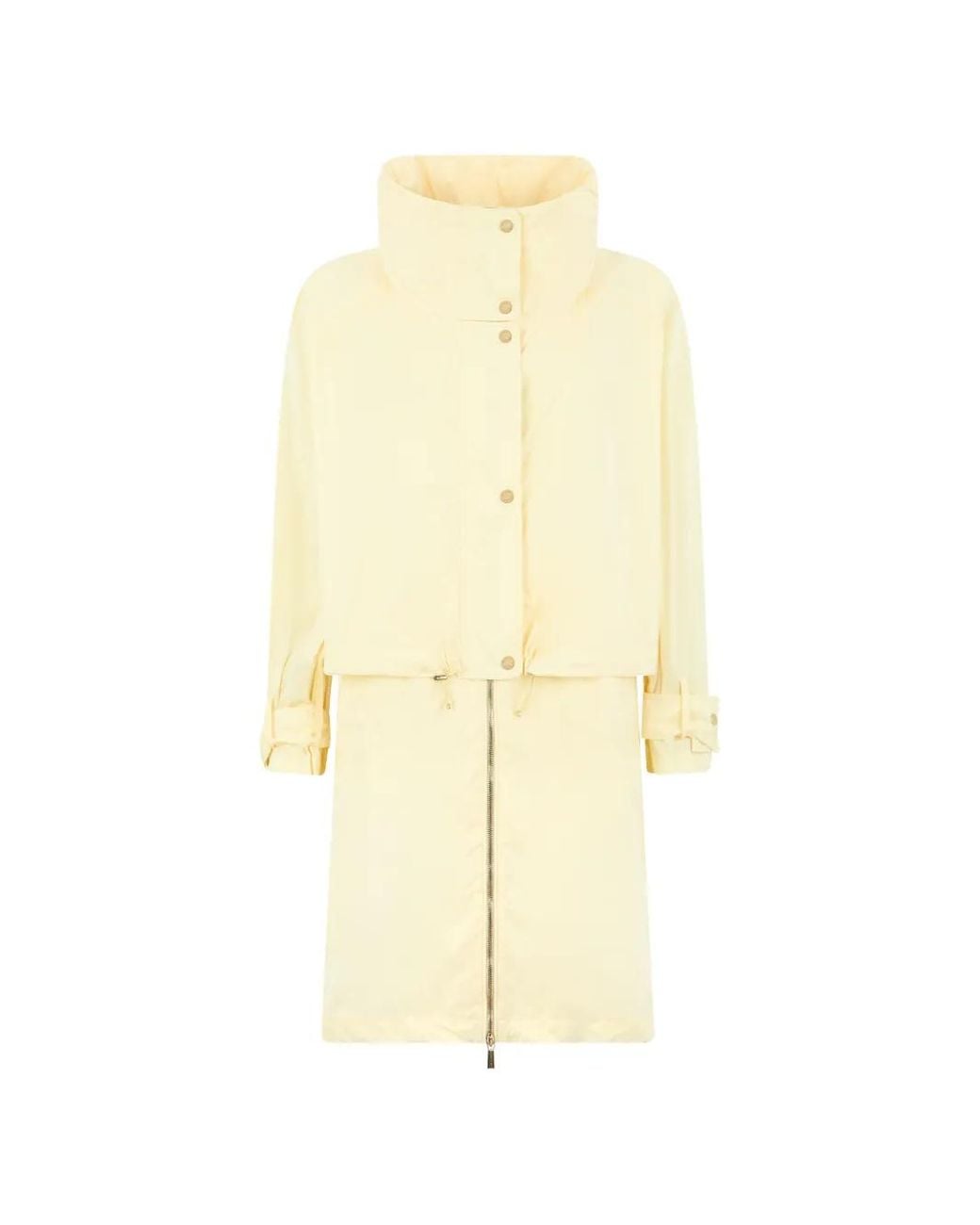 Moorer Yellow High-Collar Zip-Up Coat
